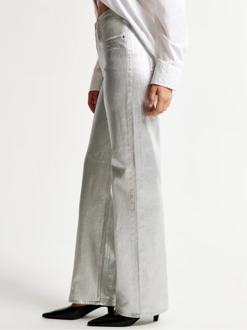 NWT β’ A&F Silver Metallic Jeans - Picture 7 of 12